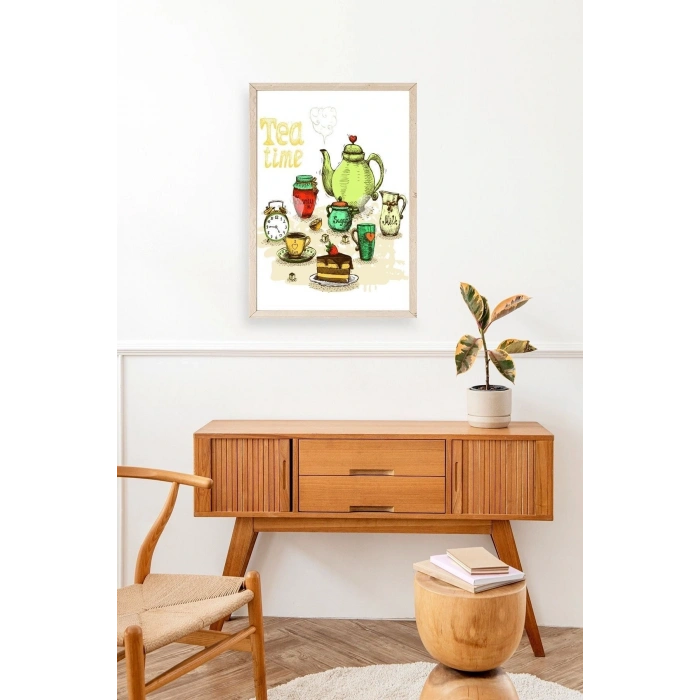 Çay Vakti Ahşap Çerçeveli Tablo 23 x 30