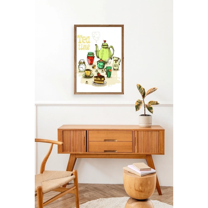 Çay Vakti Ahşap Çerçeveli Tablo 30 x 42