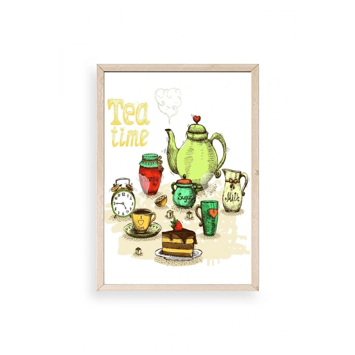 Çay Vakti Ahşap Çerçeveli Tablo 50 x 70