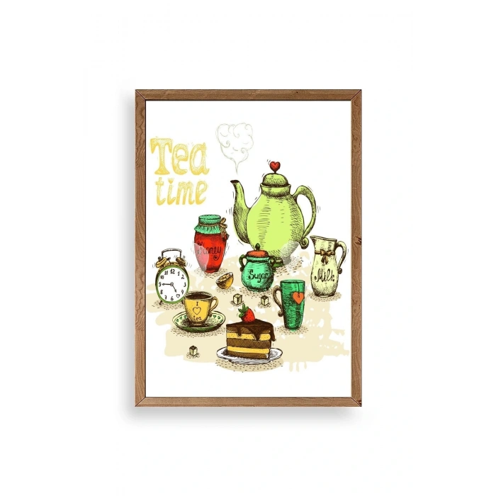 Çay Vakti Ahşap Çerçeveli Tablo 50 x 70