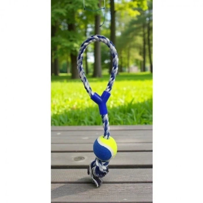 Çekme halatlı tenis topu mavi