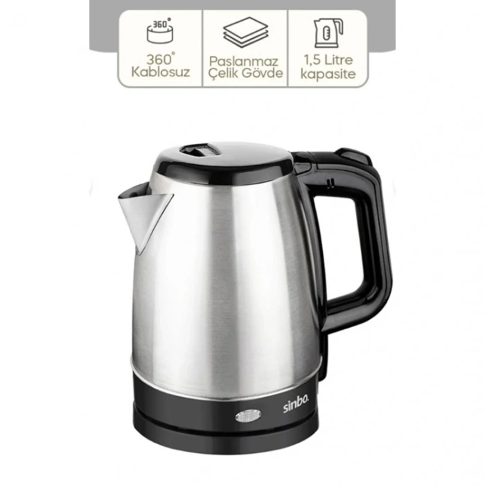 ÇELİK KETTLE 1.7LT GİZLİ REZİSTANS - KABLOSUZ SK-8015 (5365)