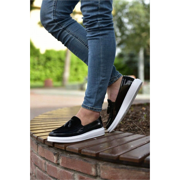 CH002 - RBT Loafer Verniciata Erkek Ayakkabı SIYAH