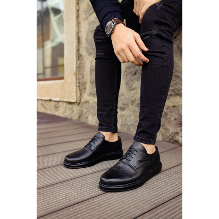 CH003 - DST Classica Pelle Di Cuoio Erkek Ayakkabı SIYAH