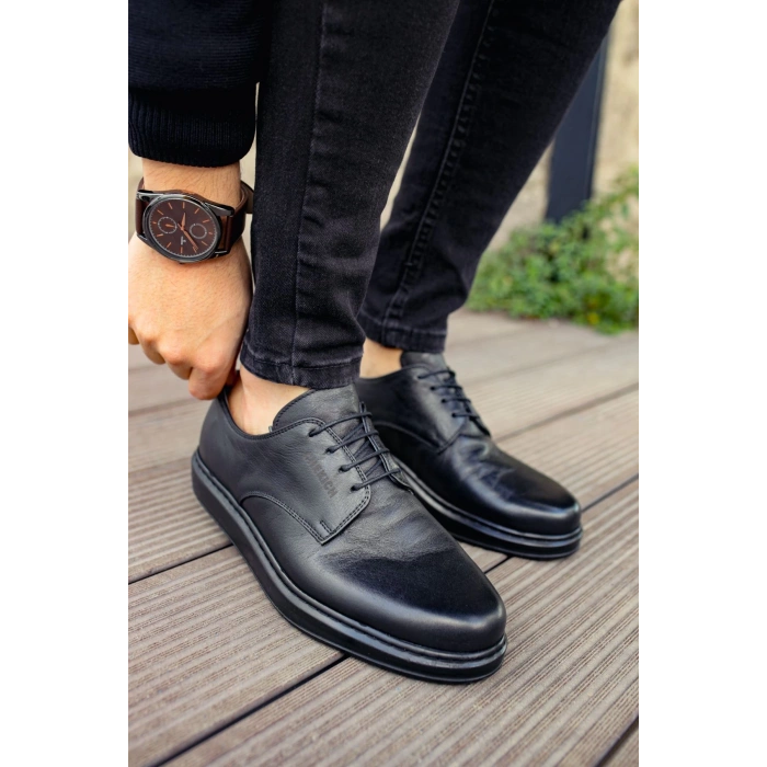 CH003 - DST Classica Pelle Di Cuoio Erkek Ayakkabı SIYAH