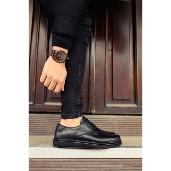 CH003 - DST Classica Pelle Di Cuoio Erkek Ayakkabı SIYAH