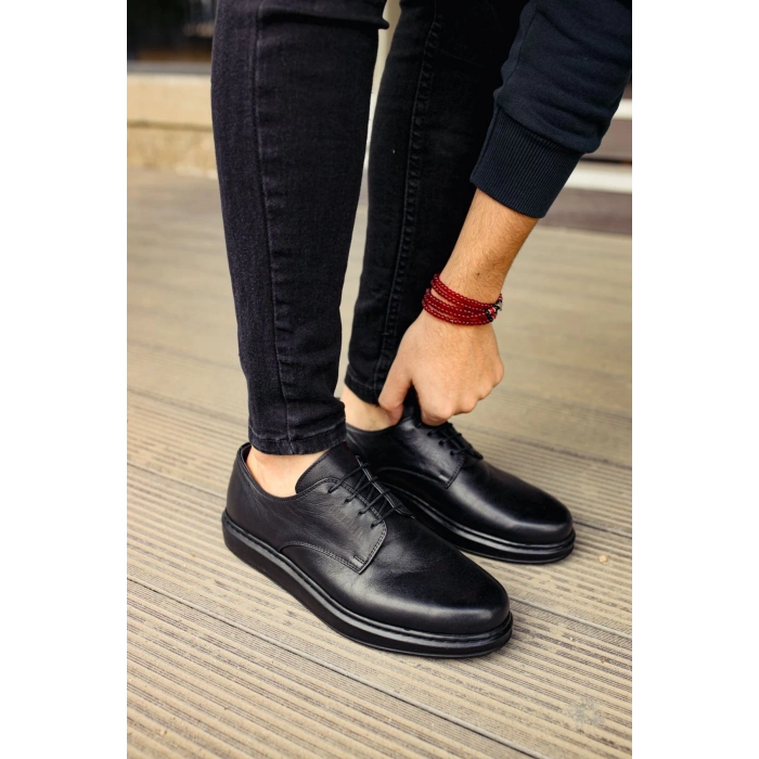 CH003 - DST Classica Pelle Di Cuoio Erkek Ayakkabı SIYAH