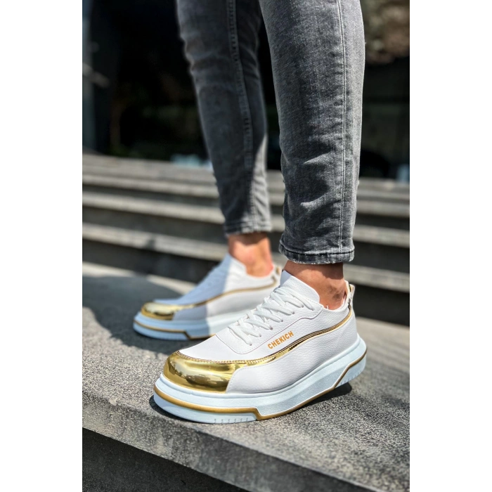 CH041 CBT Renaissance Mens Shoes WHITE/GOLD