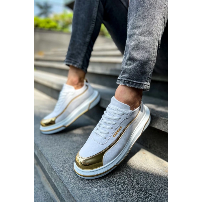 CH041 CBT Renaissance Mens Shoes WHITE/GOLD