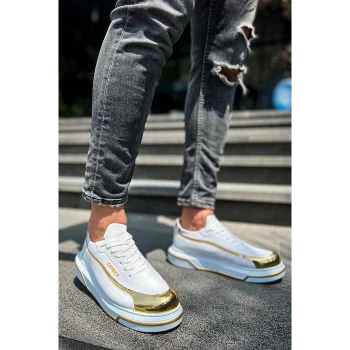 CH041 CBT Renaissance Mens Shoes WHITE/GOLD