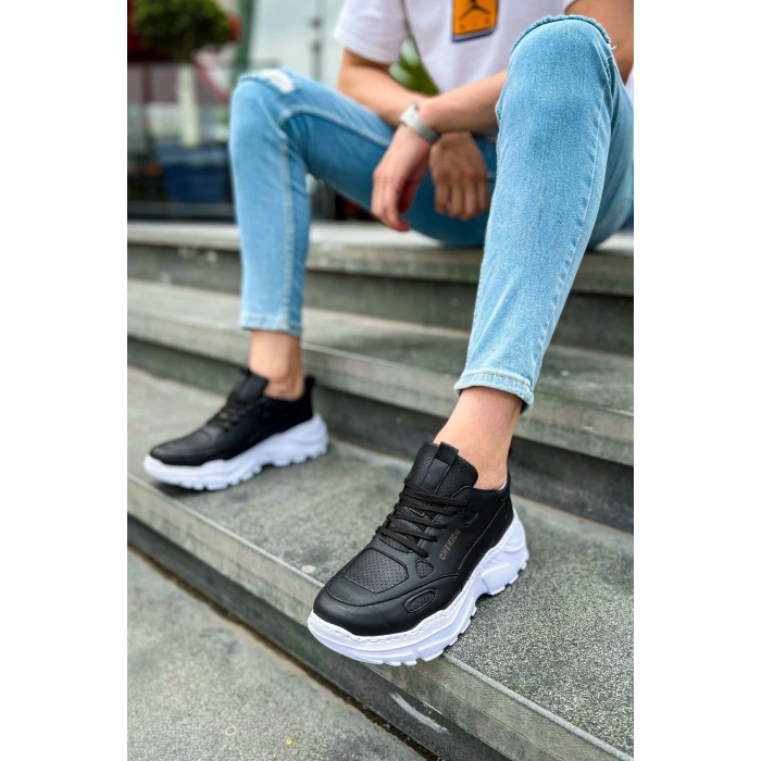 CH089 CBT حذاء رجالي أسفل الركبة برباط أسود