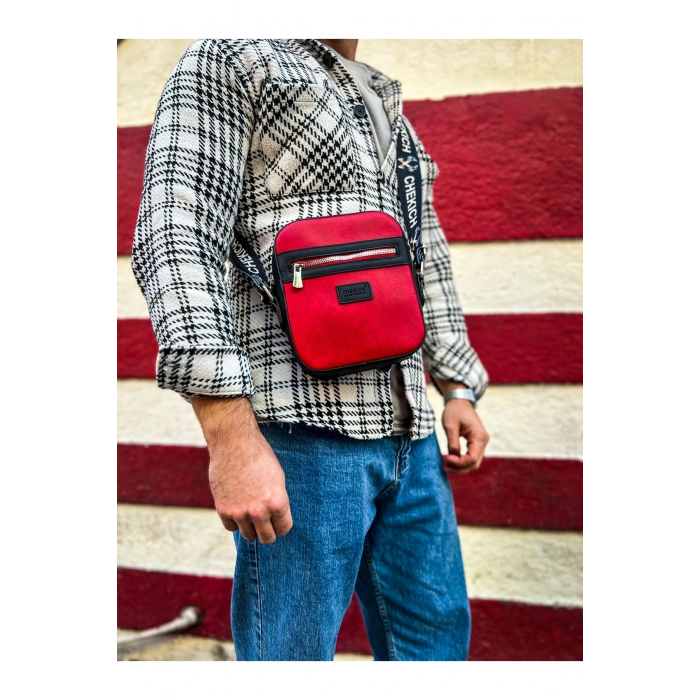 CH102 - Stealht Kare Erkek Çanta SIYAH - KIRMIZI