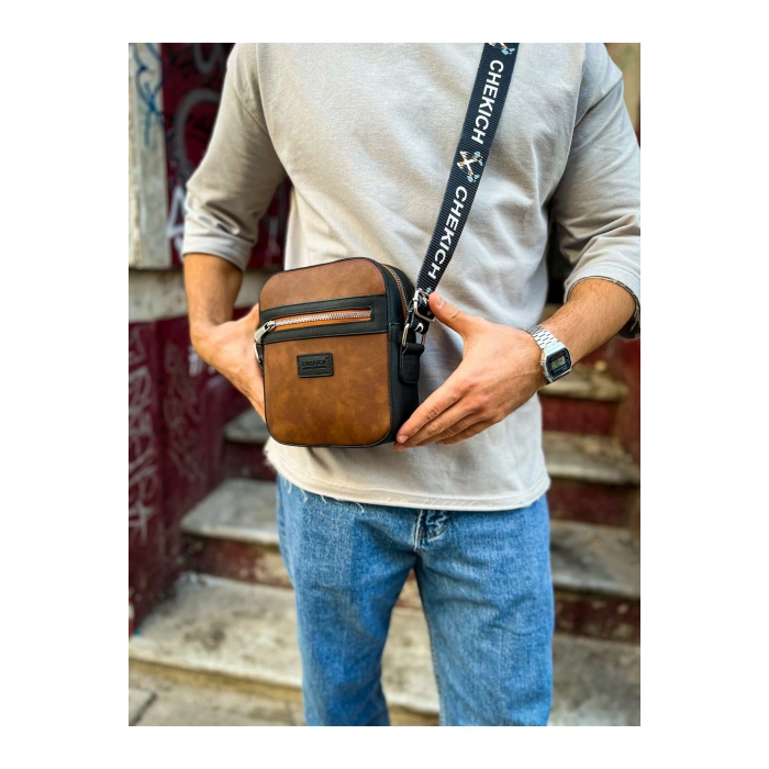 CH102 - Stealht Kare Erkek Çanta SIYAH/TABA