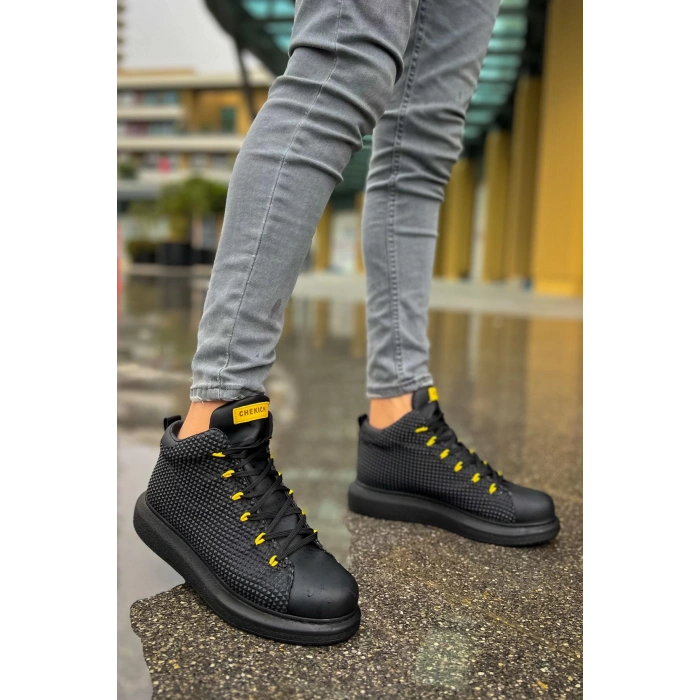 CH111 GST Milano Mens Boots BLACK - YELLOW