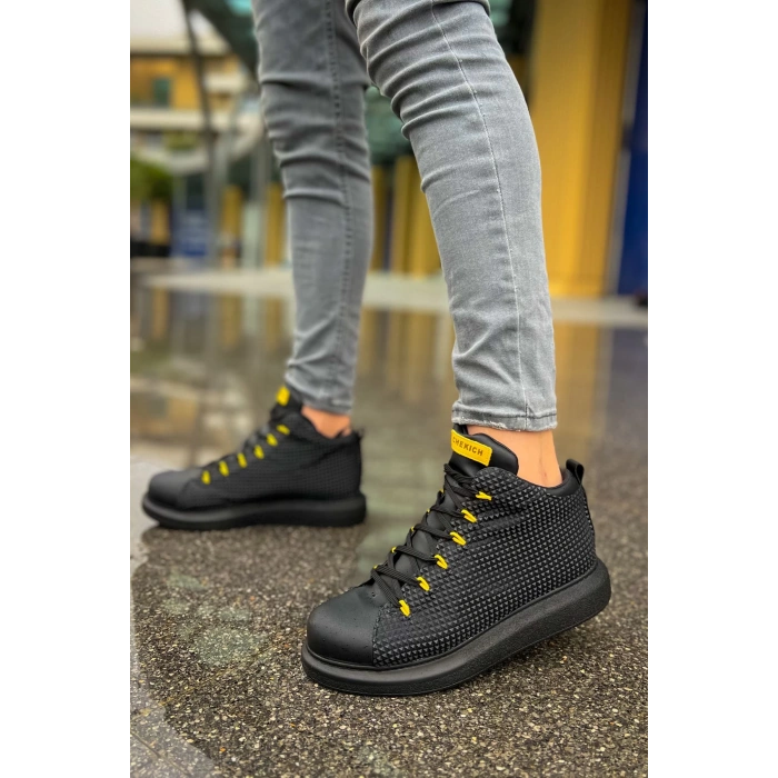 CH111 GST Milano Mens Boots BLACK - YELLOW