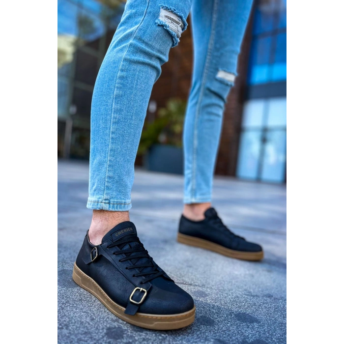 CH191 - CKT Side Buckle Erkek Ayakkabı SIYAH