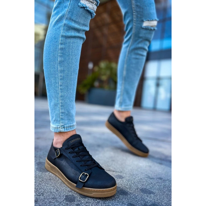 CH191 - CKT Side Buckle Erkek Ayakkabı SIYAH