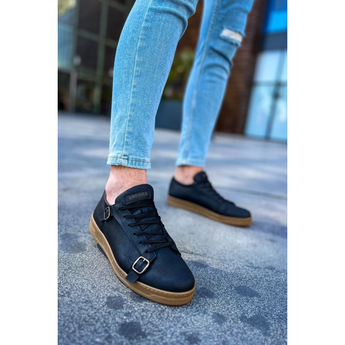 CH191 - CKT Side Buckle Erkek Ayakkabı SIYAH