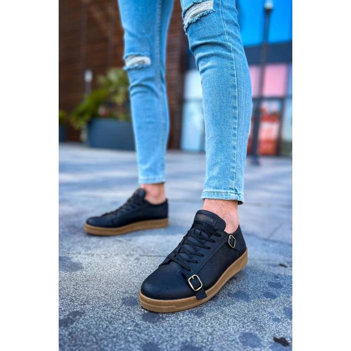 CH191 - CKT Side Buckle Erkek Ayakkabı SIYAH