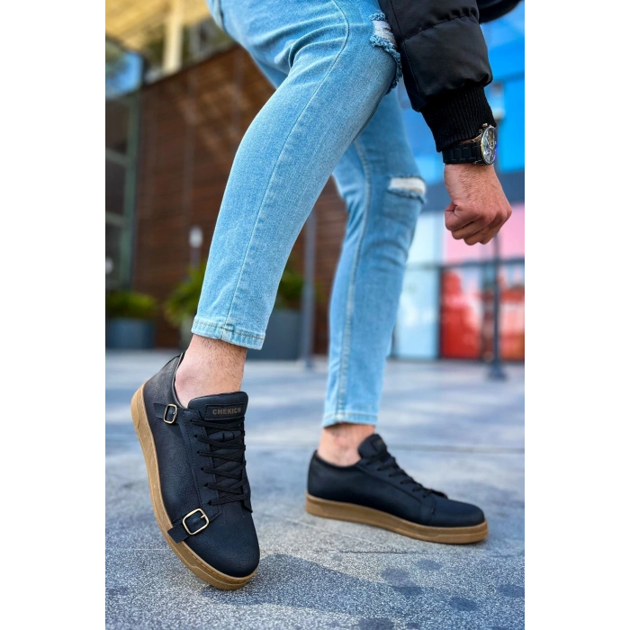 CH191 - CKT Side Buckle Erkek Ayakkabı SIYAH