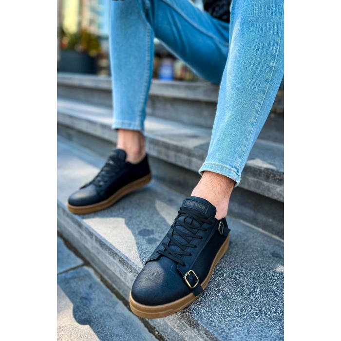 CH191 - CKT Side Buckle Erkek Ayakkabı SIYAH