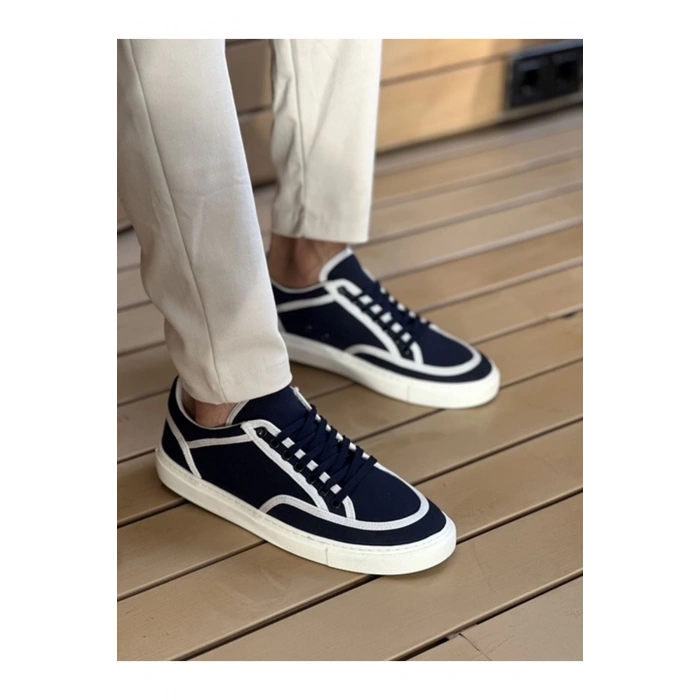 CH2505 - Keten Erkek Ayakkabı Lacivert Beyaz