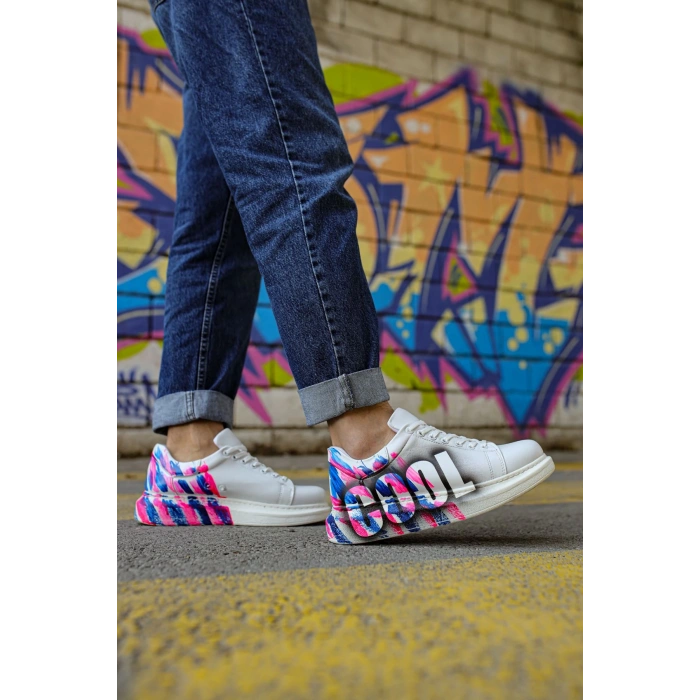 CH254 - CBT Pittura Erkek Ayakkabı 486 PEMBE / MAVI COOL