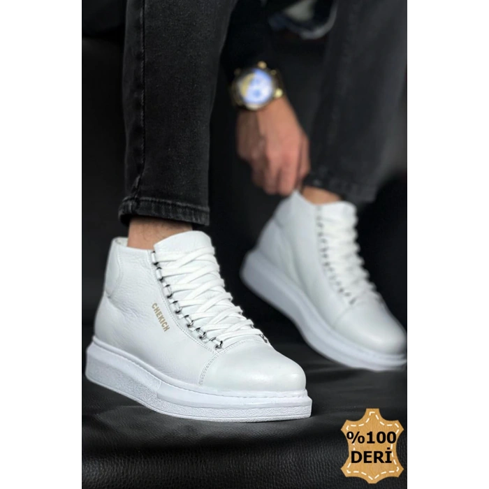 CH258 - DBT Roma Deri Erkek Bot BEYAZ