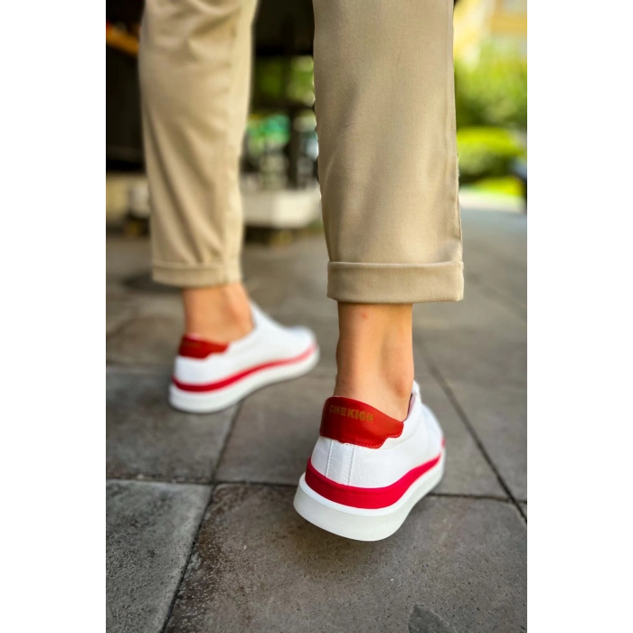 CH979 - Santoni GBT Spor Erkek Ayakkabı BEYAZ/KIRMIZI