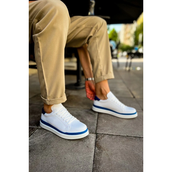 CH979 Santoni GBT Mens Sports Shoes WHITE/BLUE