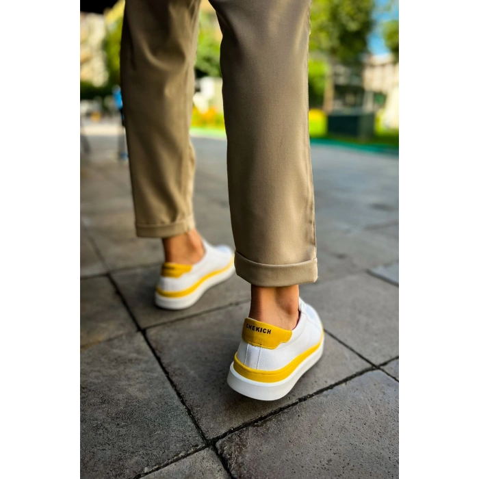 CH979 - Santoni GBT Spor Erkek Ayakkabı BEYAZ/SARI