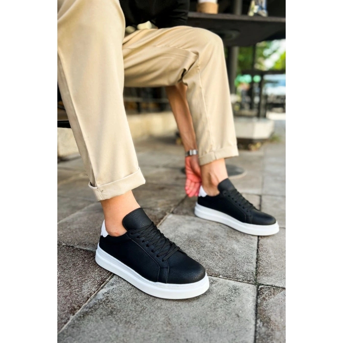 CH979 - Santoni GBT Spor Erkek Ayakkabı SIYAH/BEYAZ