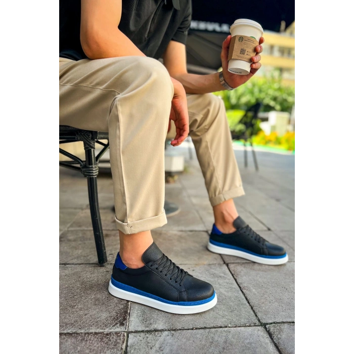 CH979 - Santoni GBT Spor Erkek Ayakkabı SIYAH/MAVI