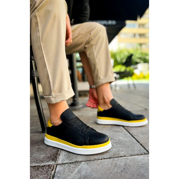 CH979 - Santoni GBT Spor Erkek Ayakkabı SIYAH/SARI