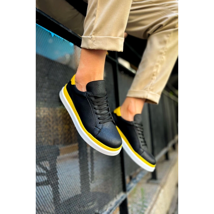 CH979 - Santoni GBT Spor Erkek Ayakkabı SIYAH/SARI