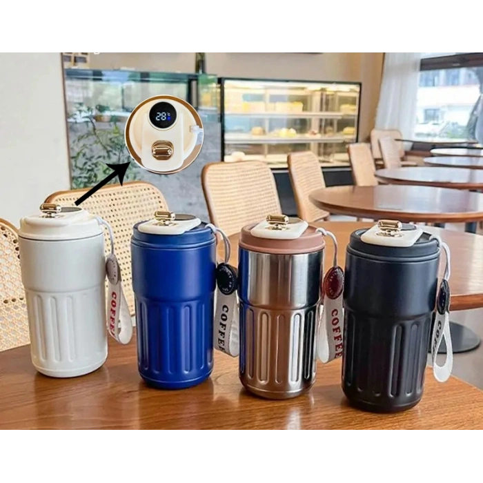 Charm Detaylı Ve Derece Göstergeli Vakumlu Mug Termos Bardak 480 ml