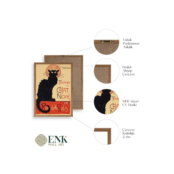Chat Noir Ahşap Çerçeveli Tablo 50 x 70