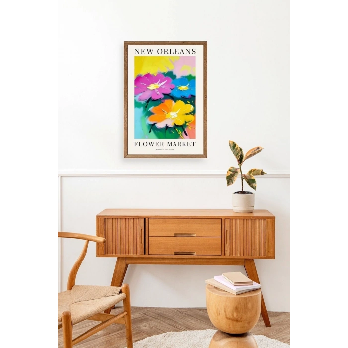 Çiçek Ahşap Çerçeveli Tablo 17 x 23