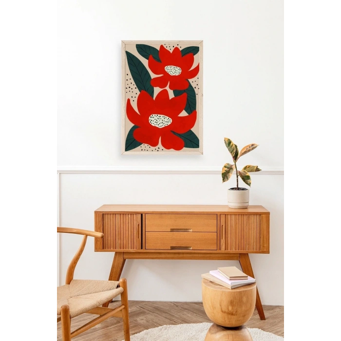 Çiçek Ahşap Çerçeveli Tablo 17 x 23