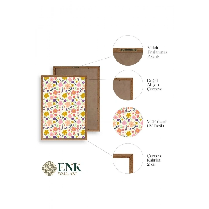 Çiçek Ahşap Çerçeveli Tablo 17 x 23