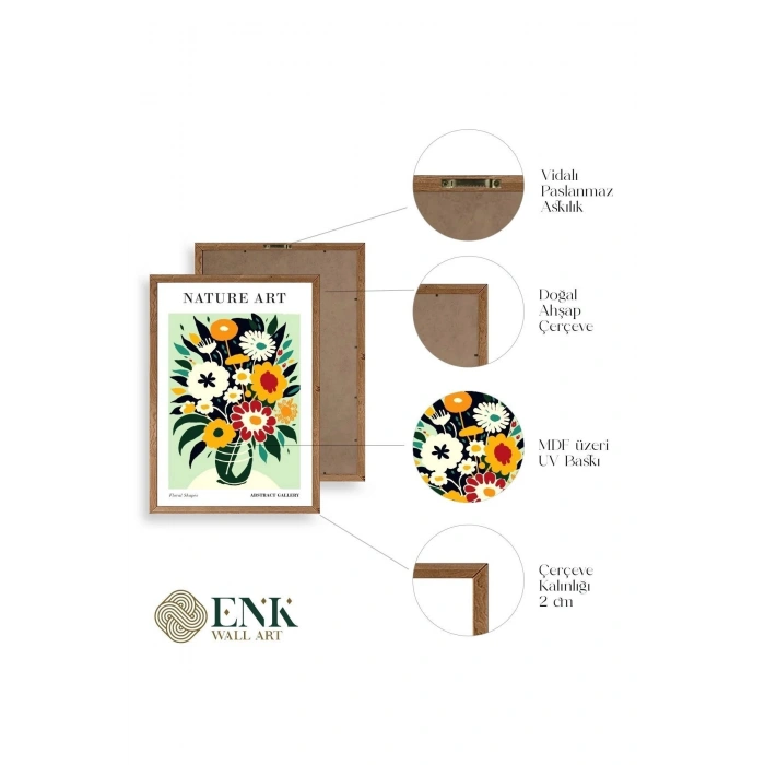 Çiçek Ahşap Çerçeveli Tablo 17 x 23