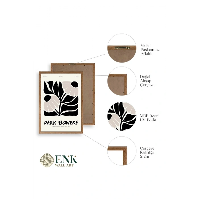 Çiçek Ahşap Çerçeveli Tablo 17 x 23