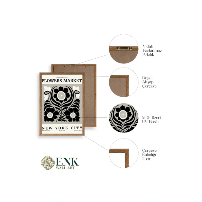 Çiçek Ahşap Çerçeveli Tablo 17 x 23