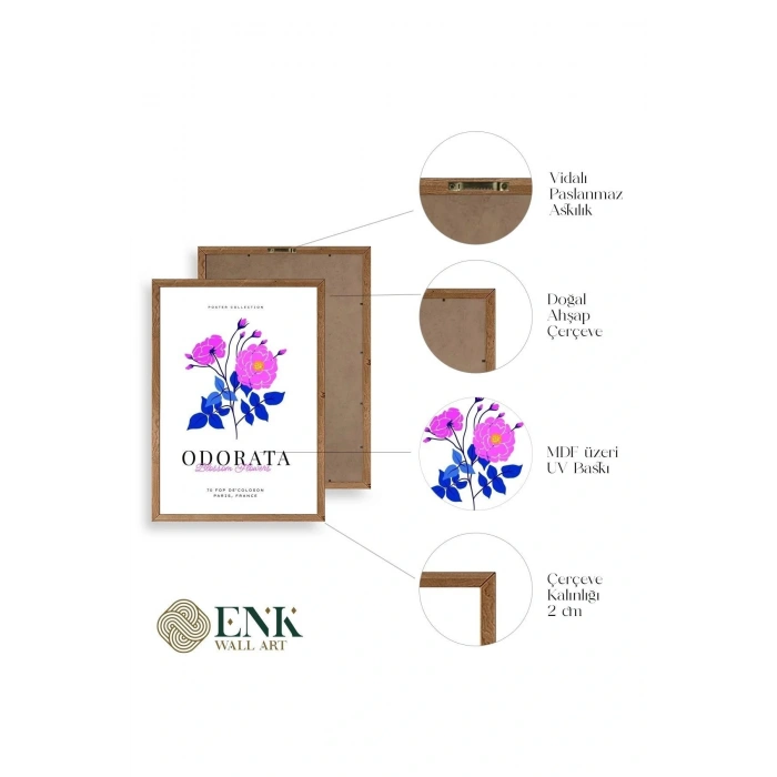 Çiçek Ahşap Çerçeveli Tablo 17 x 23