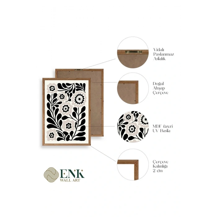 Çiçek Ahşap Çerçeveli Tablo 17 x 23