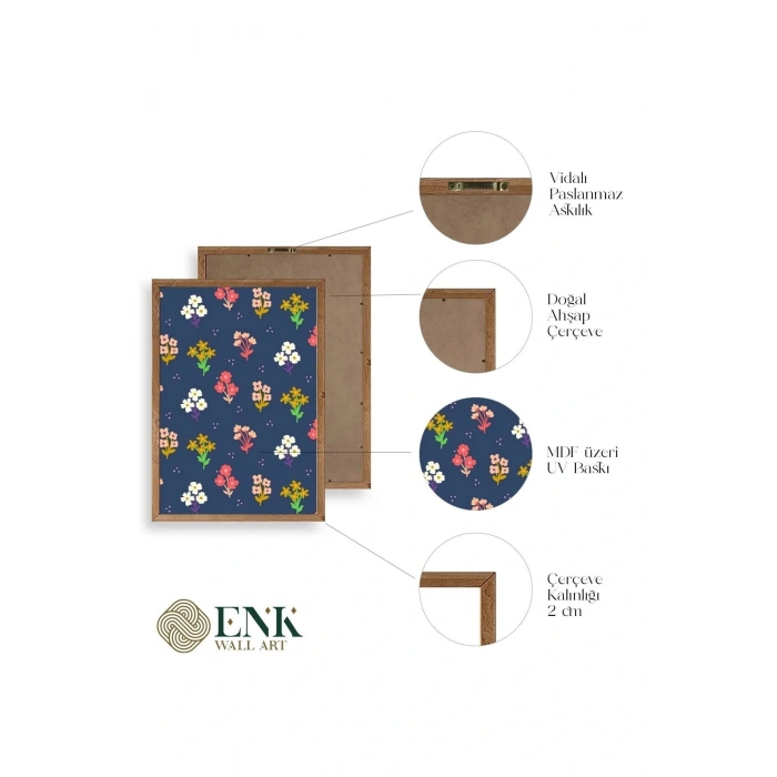 Çiçek Ahşap Çerçeveli Tablo 17 x 23