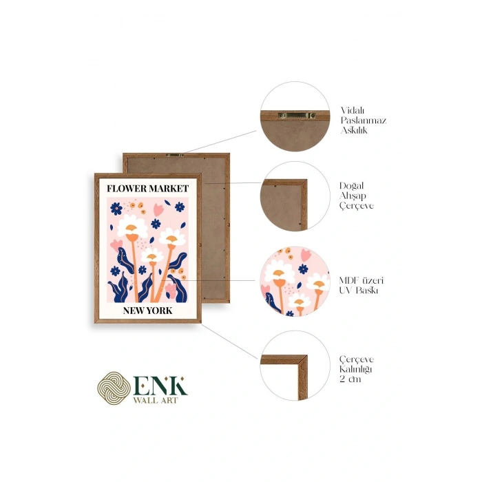Çiçek Ahşap Çerçeveli Tablo 17 x 23