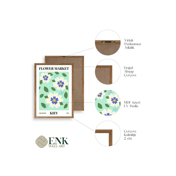 Çiçek Ahşap Çerçeveli Tablo 17 x 23