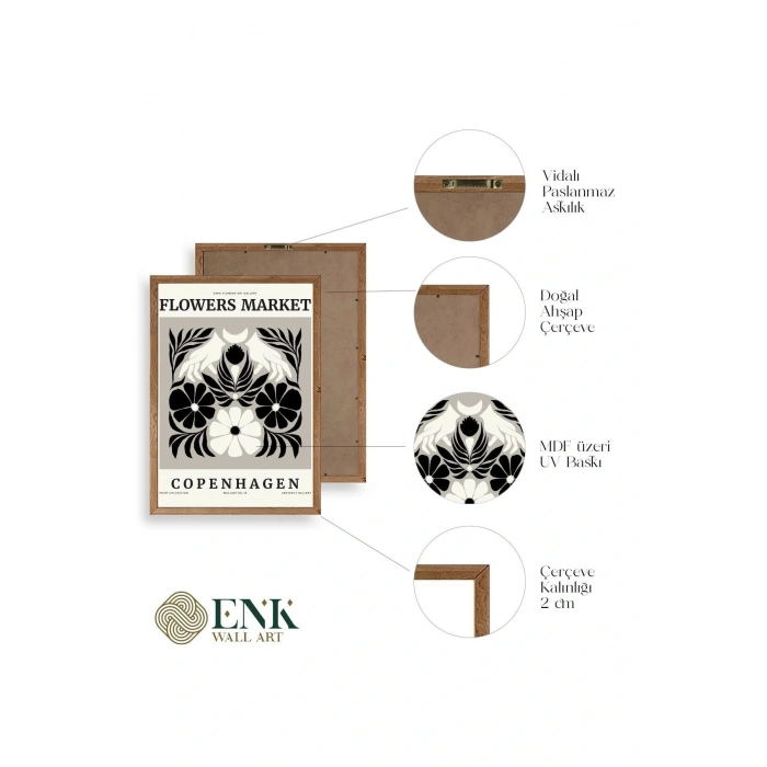 Çiçek Ahşap Çerçeveli Tablo 17 x 23