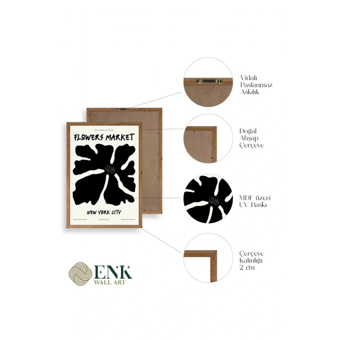 Çiçek Ahşap Çerçeveli Tablo 17 x 23